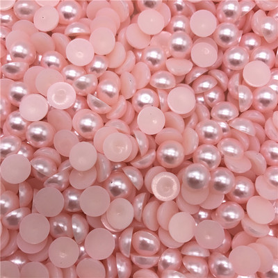 4-10 mm rozā pērļu imitācija, pusapaļa pērļu pērle, plakana aizmugure albums Tālruņa maciņam Sieviešu nagu mākslas rotu izgatavošana