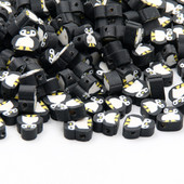 Must-valge multikas pingviini polümeerist savist helmed lahtised vahehelmed käsitsi valmistatud ehete valmistamise tarvikute jaoks 9x10 mm 20/50 tk / partii