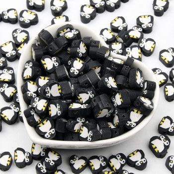 Black White Cartoon Penguin Polymer Bead Loose Spacer Beads for Handmade Jewelry Making Accessories 9x10mm 20/50pcs/Part