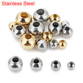 50 tk roostevabast terasest suure auguga helmed 3 4 5 6 mm kullavärvi lahtised ümmargused vahehelmed meisterdamiseks kaelakee käevõru ehete valmistamiseks