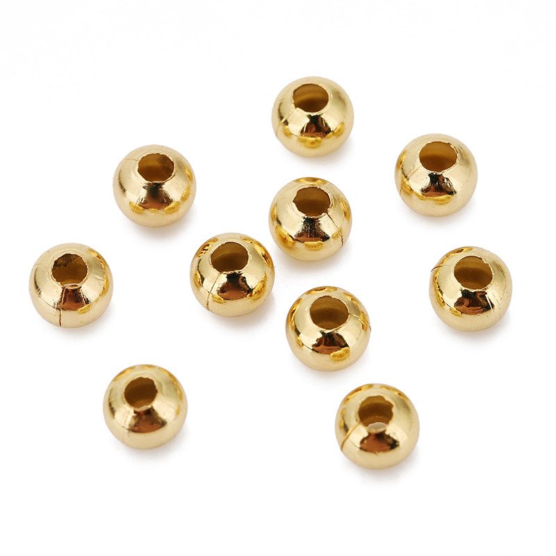 50 tk roostevabast terasest suure auguga helmed 3 4 5 6 mm kullavärvi lahtised ümmargused vahehelmed meisterdamiseks kaelakee käevõru ehete valmistamiseks