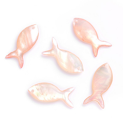 Χονδρική 2τμχ Φυσικό Κρεμαστό Ψάρι Γούρια Χάντρες 24x10mm Mother of Pearl Fish Shell χάντρες για Diy Κοσμήματα Σκουλαρίκι κολιέ