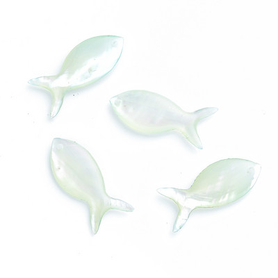 Χονδρική 2τμχ Φυσικό Κρεμαστό Ψάρι Γούρια Χάντρες 24x10mm Mother of Pearl Fish Shell χάντρες για Diy Κοσμήματα Σκουλαρίκι κολιέ