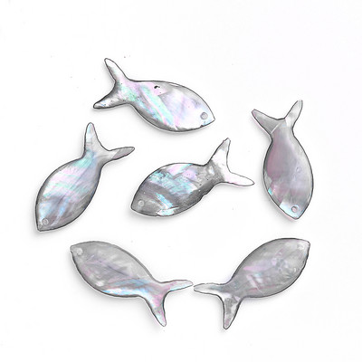 Χονδρική 2τμχ Φυσικό Κρεμαστό Ψάρι Γούρια Χάντρες 24x10mm Mother of Pearl Fish Shell χάντρες για Diy Κοσμήματα Σκουλαρίκι κολιέ