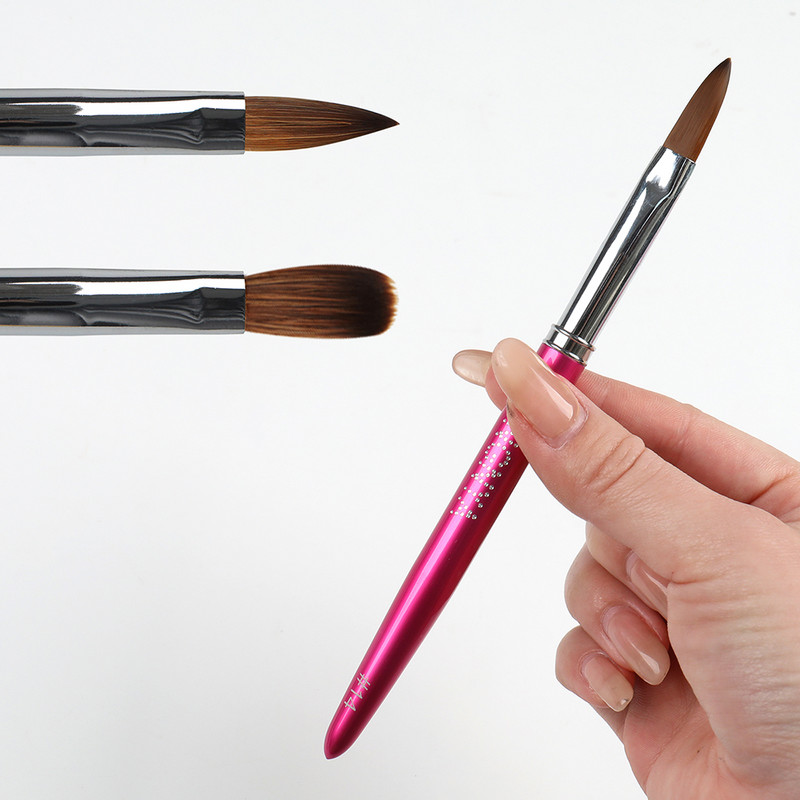 Rose Gold Acrylic Nail Brush 3D Pure Handmade Nail Brushes for Acrylic Application Professional Nylon Nail Art Brush Brush