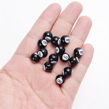30 τμχ 8/10/12 χιλιοστά Ακρυλικές χάντρες Μεγάλης Τρύπας Μπιλιάρδο Μαύρες 8 Word Ball Spacer Beads For Jewelry Making Diy Handmade Bracelet Finding