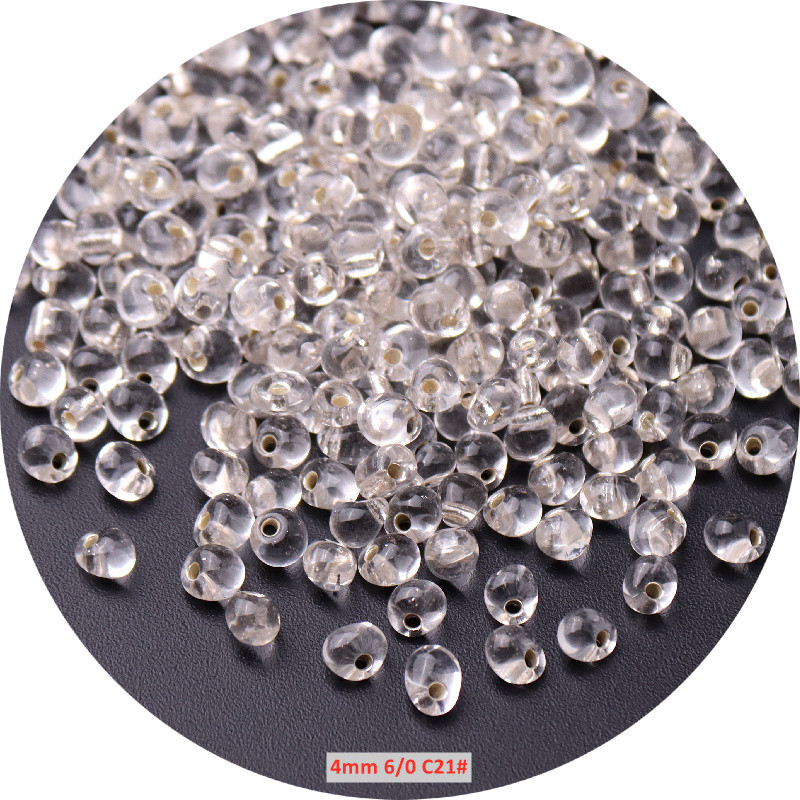 3 mm 4 mm baltos serijos nuleidžiami stiklo sėklų karoliukai su šoninėmis skylutėmis permatomi tarpikliai stiklo karoliukai, skirti „pasidaryk pats“ papuošalams gaminti vestuvių amatams