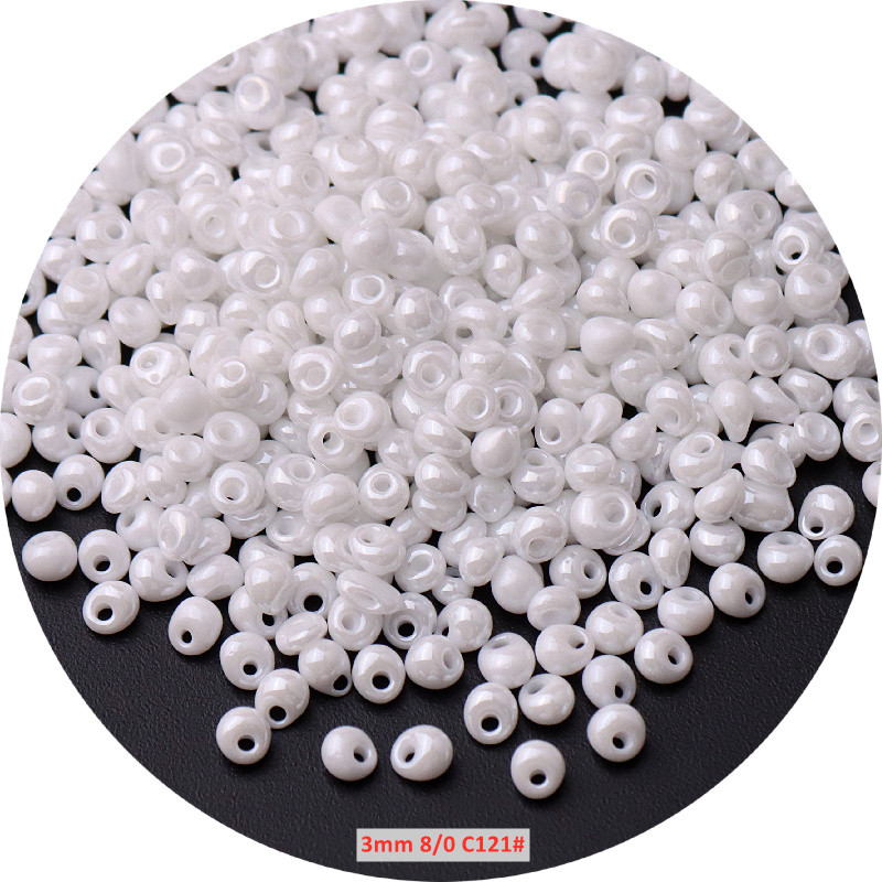 3 mm 4 mm baltos serijos nuleidžiami stiklo sėklų karoliukai su šoninėmis skylutėmis permatomi tarpikliai stiklo karoliukai, skirti „pasidaryk pats“ papuošalams gaminti vestuvių amatams