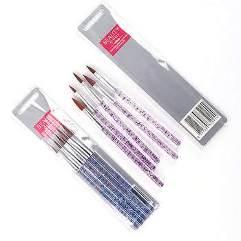 5 ΤΕΜ. 10/13/15/17/19mm Nail Art Crystal Brush Ακρυλικό UV Gel Builder Painting Dotting Pen Carving Tips Βούρτσα σαλονιού μανικιούρ *tb31