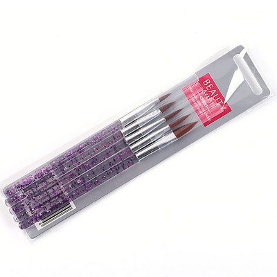 5 buc. 10/13/15/17/19mm perie de cristal pentru arta unghiilor, acrilic, gel UV, pentru constructor, pictură, punctat, pix, sfaturi pentru sculptură, perie de salon de manichiură *tb31