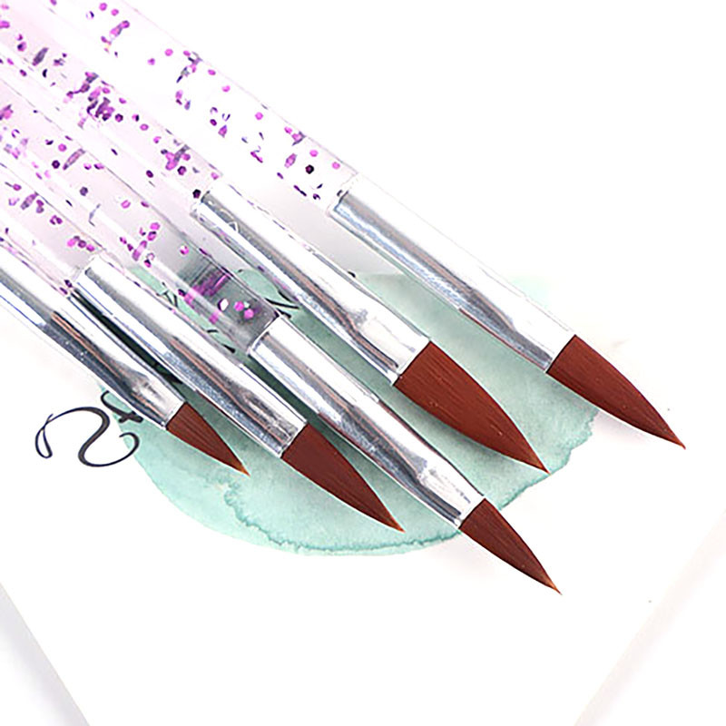 5 buc. 10/13/15/17/19mm perie de cristal pentru arta unghiilor, acrilic, gel UV, pentru constructor, pictură, punctat, pix, sfaturi pentru sculptură, perie de salon de manichiură *tb31