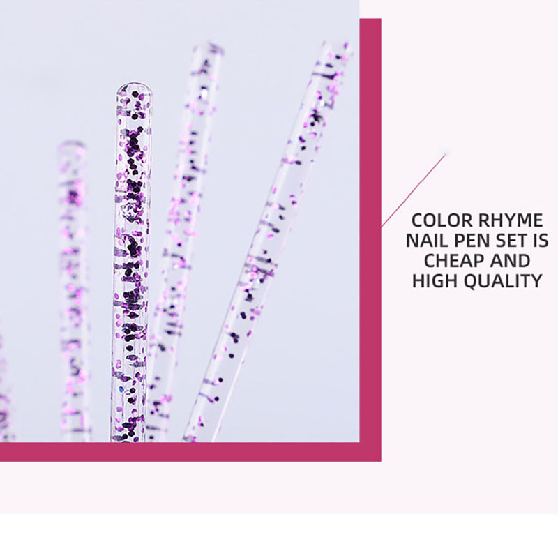 5 buc. 10/13/15/17/19mm perie de cristal pentru arta unghiilor, acrilic, gel UV, pentru constructor, pictură, punctat, pix, sfaturi pentru sculptură, perie de salon de manichiură *tb31