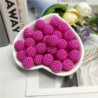 Straight Hole Bayberry Shape ABS Imitation Pearl Beads 12mm 30pcs Acrylic Charm Loose Bead for Jewelry Making Craft DIY