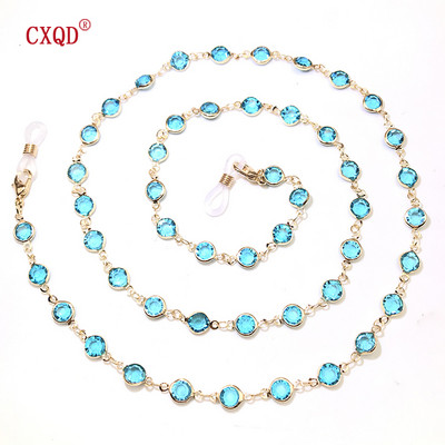 Spalvingi krištolo karoliukai akinių laikiklis Madingi akinių grandinėlė moterims akių aksesuarai akinių dirželiai virvelė akinių nuo saulės virvelė dovana