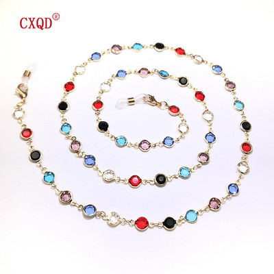 Spalvingi krištolo karoliukai akinių laikiklis Madingi akinių grandinėlė moterims akių aksesuarai akinių dirželiai virvelė akinių nuo saulės virvelė dovana