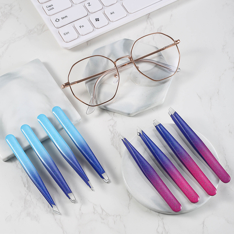 4 Stilių Preciziniai antakių pincetai nerūdijančio plieno ploniems plaukams traukiklis plokščias nuožulnus antgalis antakių segtukai plaukų šalinimo makiažo įrankiai