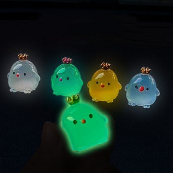 Creative Resin Luminous Crown Chicken Dolls Διακόσμηση αυτοκινήτου Διακόσμηση αυτοκινήτου ταμπλό Κινούμενα σχέδια Καθρέφτης οπισθοπορείας Δώρα παιχνίδι κοτόπουλου