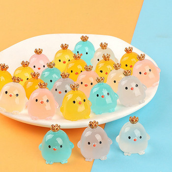 Creative Resin Luminous Crown Chicken Dolls Διακόσμηση αυτοκινήτου Διακόσμηση αυτοκινήτου ταμπλό Κινούμενα σχέδια Καθρέφτης οπισθοπορείας Δώρα παιχνίδι κοτόπουλου