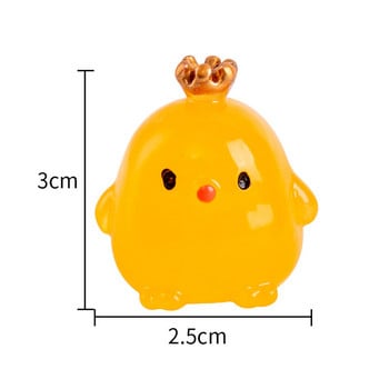 Creative Resin Luminous Crown Chicken Dolls Διακόσμηση αυτοκινήτου Διακόσμηση αυτοκινήτου ταμπλό Κινούμενα σχέδια Καθρέφτης οπισθοπορείας Δώρα παιχνίδι κοτόπουλου