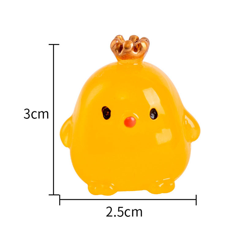 Creative Resin Luminous Crown Chicken Dolls Διακόσμηση αυτοκινήτου Διακόσμηση αυτοκινήτου ταμπλό Κινούμενα σχέδια Καθρέφτης οπισθοπορείας Δώρα παιχνίδι κοτόπουλου