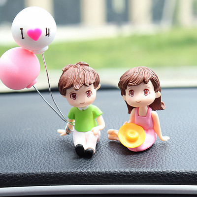 Autokaunistus Armsad koomiksipaarid Action Figuurid Kujukesed Õhupalli Ornament Auto Interjööri Armatuurlaua tarvikud Tüdrukutele Kingitused