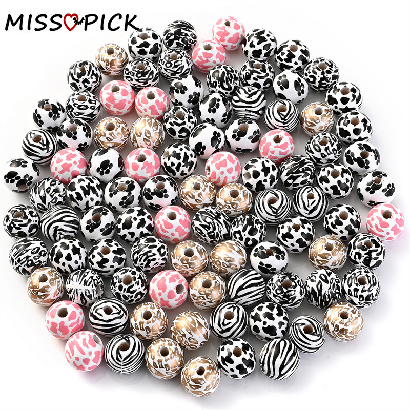 10 tk 16 mm lehma mustriga naturaalsed puidust helmed segatud loomad lahtised vahehelmed käsitsi valmistatud ehete valmistamiseks tarvikud