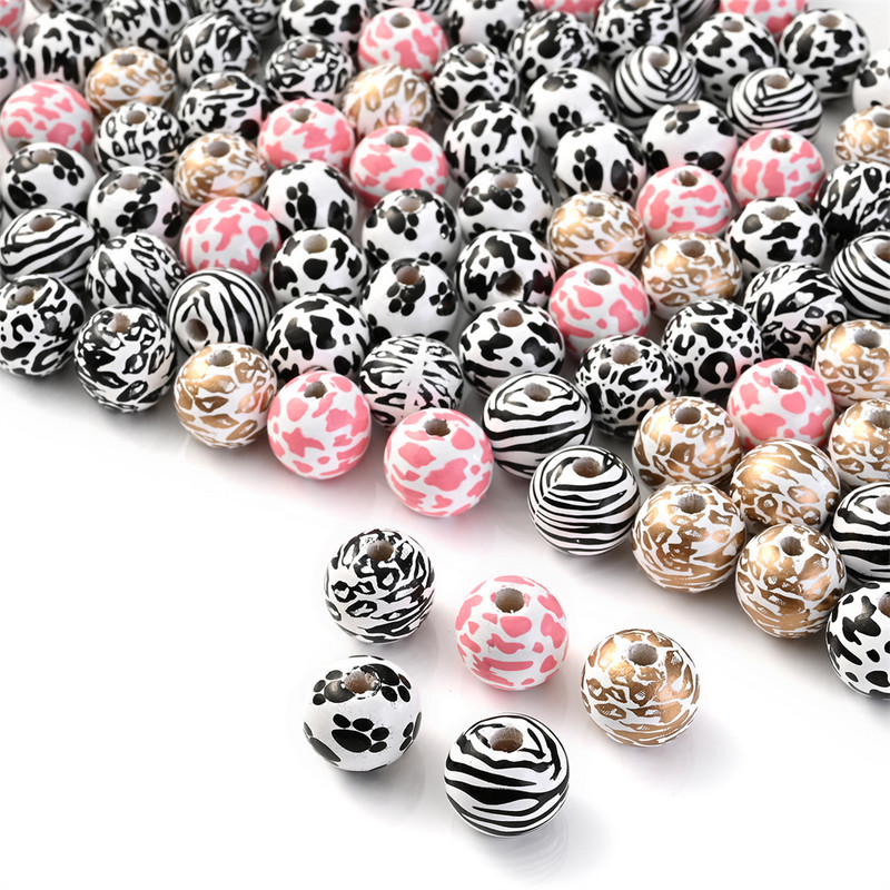 10 tk 16 mm lehma mustriga naturaalsed puidust helmed segatud loomad lahtised vahehelmed käsitsi valmistatud ehete valmistamiseks tarvikud