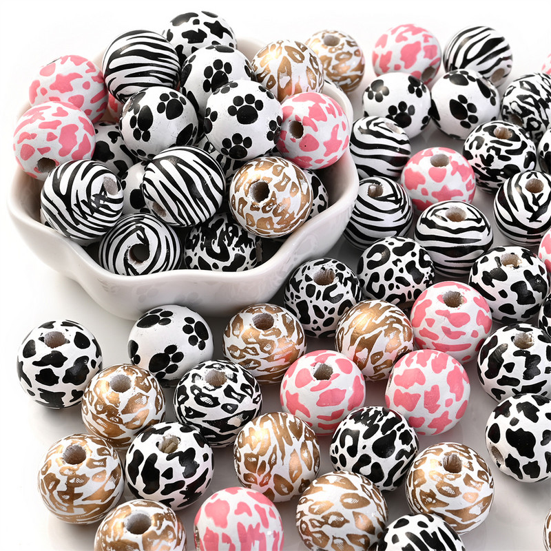 10 tk 16 mm lehma mustriga naturaalsed puidust helmed segatud loomad lahtised vahehelmed käsitsi valmistatud ehete valmistamiseks tarvikud