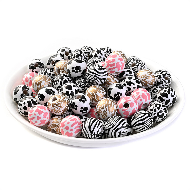 10 tk 16 mm lehma mustriga naturaalsed puidust helmed segatud loomad lahtised vahehelmed käsitsi valmistatud ehete valmistamiseks tarvikud