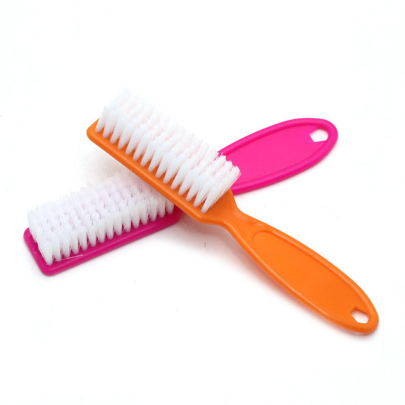 1PC perie de curățare a unghiilor din plastic, cu mâner, perie colorată pentru manichiură, pentru curățarea în grad de praf, pulbere, instrumente de îngrijire a unghiilor