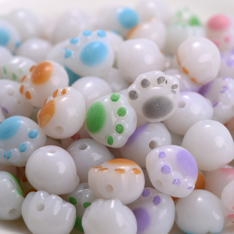 20 tk 12 mm Kawaii kassikäpa helmed akrüülist armsad loomad lahtised vahehelmed ehete valmistamiseks DIY käevõru kaelakee tarvikud