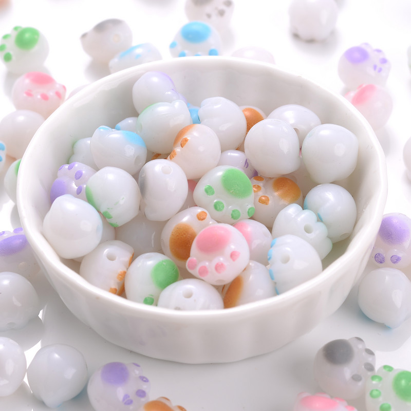 20 tk 12 mm Kawaii kassikäpa helmed akrüülist armsad loomad lahtised vahehelmed ehete valmistamiseks DIY käevõru kaelakee tarvikud