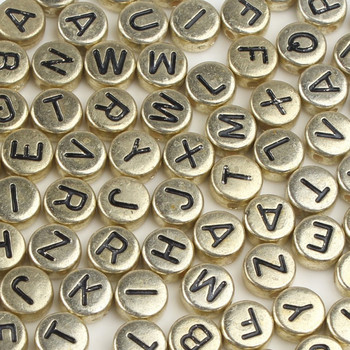 100/200/300/500PC Μικτό επιχρυσωμένο γράμμα ακρυλικό στρογγυλό επίπεδες χάντρες αλφαβήτου για κοσμήματα Χειροποίητο Diy βραχιόλι κολιέ