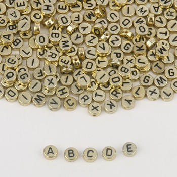 100/200/300/500PC Смесени позлатени букви Акрилни кръгли плоски мъниста с азбука за изработка на бижута Ръчно изработена гривна „Направи си сам“ Колие