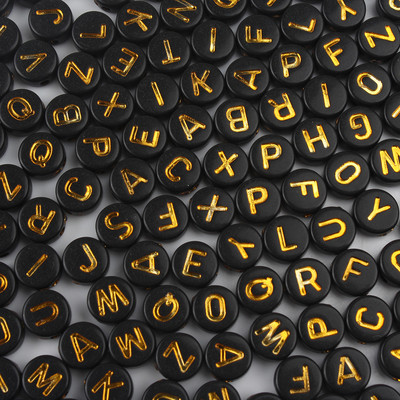 100/200/300/500PC Μικτό επιχρυσωμένο γράμμα ακρυλικό στρογγυλό επίπεδες χάντρες αλφαβήτου για κοσμήματα Χειροποίητο Diy βραχιόλι κολιέ