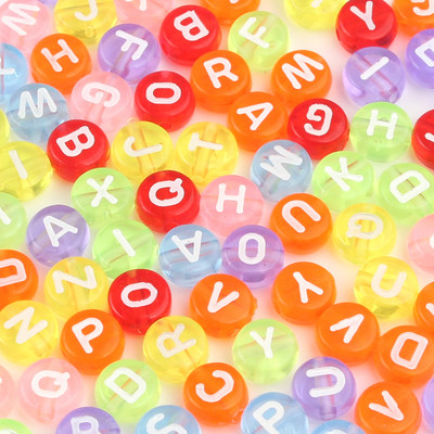 100/200/300/500PC Μικτό επιχρυσωμένο γράμμα ακρυλικό στρογγυλό επίπεδες χάντρες αλφαβήτου για κοσμήματα Χειροποίητο Diy βραχιόλι κολιέ