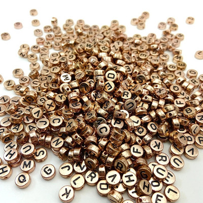 100/200/300/500PC Μικτό επιχρυσωμένο γράμμα ακρυλικό στρογγυλό επίπεδες χάντρες αλφαβήτου για κοσμήματα Χειροποίητο Diy βραχιόλι κολιέ