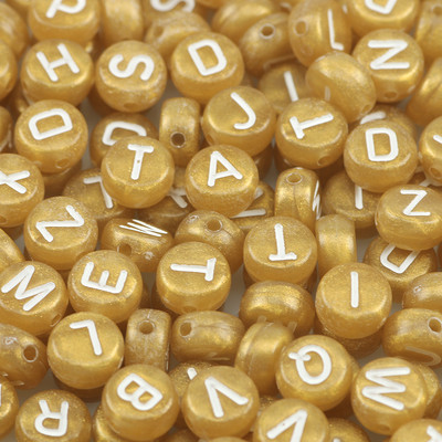 100/200/300/500PC Μικτό επιχρυσωμένο γράμμα ακρυλικό στρογγυλό επίπεδες χάντρες αλφαβήτου για κοσμήματα Χειροποίητο Diy βραχιόλι κολιέ