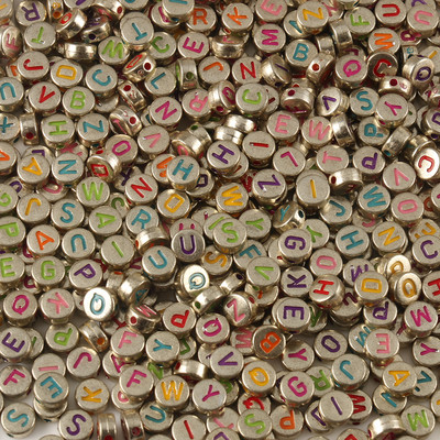 100/200/300/500PC Μικτό επιχρυσωμένο γράμμα ακρυλικό στρογγυλό επίπεδες χάντρες αλφαβήτου για κοσμήματα Χειροποίητο Diy βραχιόλι κολιέ