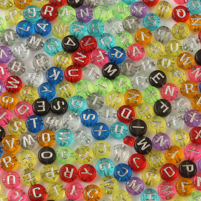 100/200/300/500PC Μικτό επιχρυσωμένο γράμμα ακρυλικό στρογγυλό επίπεδες χάντρες αλφαβήτου για κοσμήματα Χειροποίητο Diy βραχιόλι κολιέ