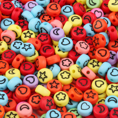 100/200/300/500PC Μικτό επιχρυσωμένο γράμμα ακρυλικό στρογγυλό επίπεδες χάντρες αλφαβήτου για κοσμήματα Χειροποίητο Diy βραχιόλι κολιέ