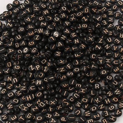 100/200/300/500PC Μικτό επιχρυσωμένο γράμμα ακρυλικό στρογγυλό επίπεδες χάντρες αλφαβήτου για κοσμήματα Χειροποίητο Diy βραχιόλι κολιέ
