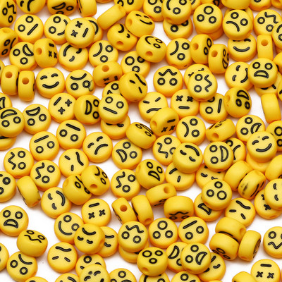 4x7mm lamedad ümmargused akrüülhelmed emotsioonimustriga lahtised helmed isetegemiseks ehete tegemiseks käsitööks Käsitsi valmistatud kaelakee käevõru tarvikud