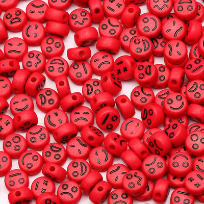 4x7mm lamedad ümmargused akrüülhelmed emotsioonimustriga lahtised helmed isetegemiseks ehete tegemiseks käsitööks Käsitsi valmistatud kaelakee käevõru tarvikud