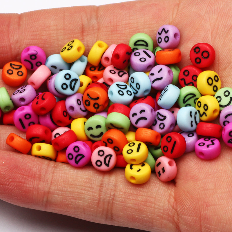 4x7mm lamedad ümmargused akrüülhelmed emotsioonimustriga lahtised helmed isetegemiseks ehete tegemiseks käsitööks Käsitsi valmistatud kaelakee käevõru tarvikud