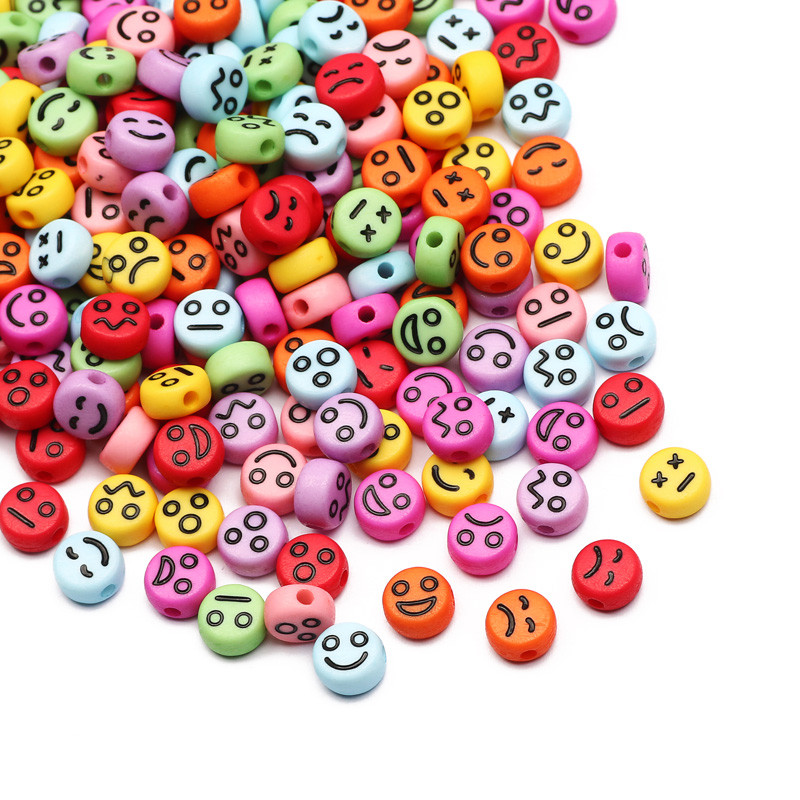 4x7mm lamedad ümmargused akrüülhelmed emotsioonimustriga lahtised helmed isetegemiseks ehete tegemiseks käsitööks Käsitsi valmistatud kaelakee käevõru tarvikud