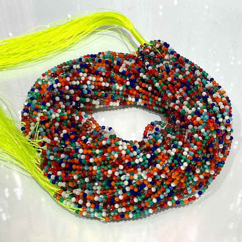 Mărgele de sticlă 2mm 195 buc. Mărgele rotunde fațetate Imitație de piatră ochi de pisică Mărgele libere pentru realizarea de bijuterii brățări