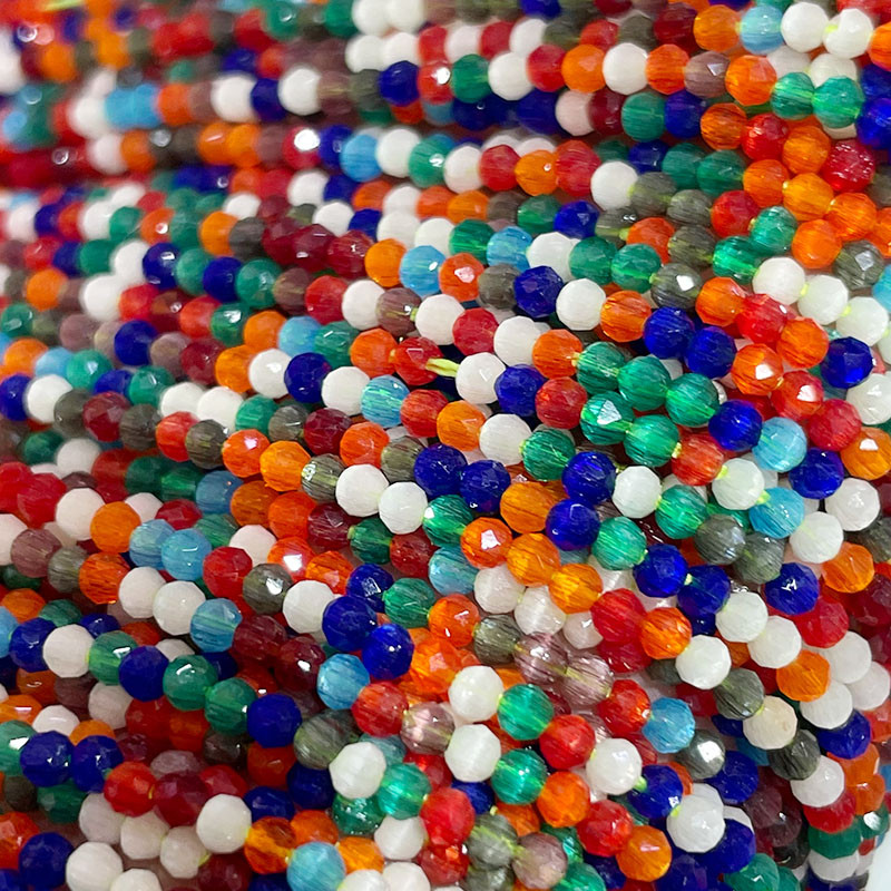 Mărgele de sticlă 2mm 195 buc. Mărgele rotunde fațetate Imitație de piatră ochi de pisică Mărgele libere pentru realizarea de bijuterii brățări