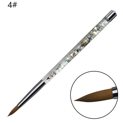 6 suuruses küünekunsti pintsel akrüülpuudri jaoks 100% nailonist maniküüri akrüülküünte ümmargune vedela sädeleva käepidemega küünekunsti pintsel