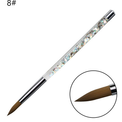 6 suuruses küünekunsti pintsel akrüülpuudri jaoks 100% nailonist maniküüri akrüülküünte ümmargune vedela sädeleva käepidemega küünekunsti pintsel